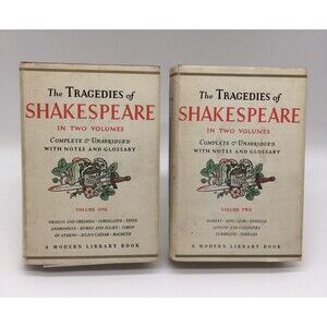 The Tragedies of Shakespeare in Two Volumes (Volume 1 & 2) Vintage Hardcover Lot